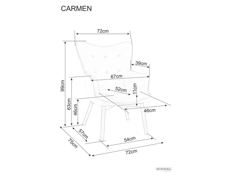 Dimenzije - Fotelja Carmen