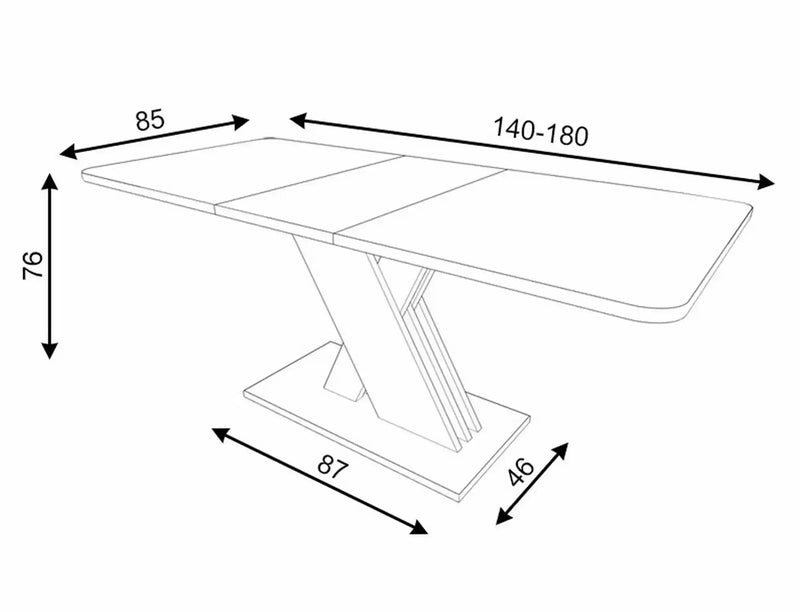 Dimenzije - Stol Excel