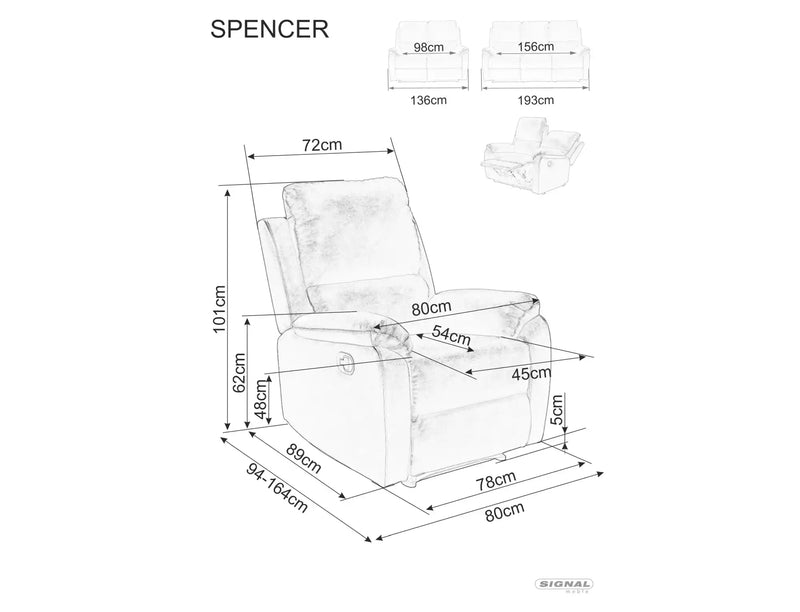Dimenzije - Dvosjed Spencer