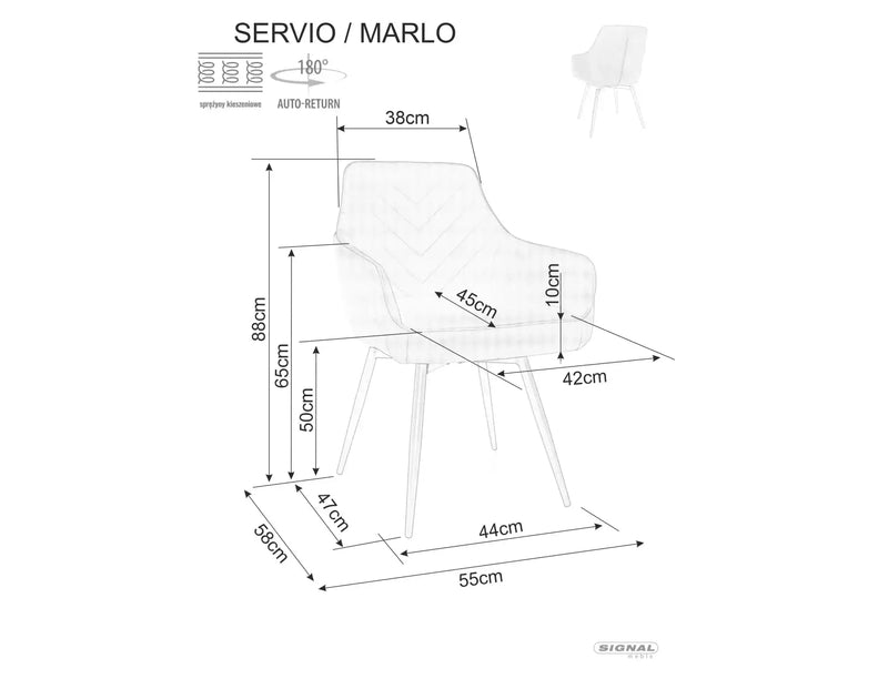 Dimenzije - Stolica Marlo