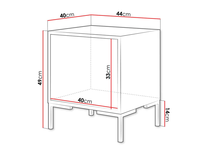 Dimenzije - Set noćnih ormarića Merci