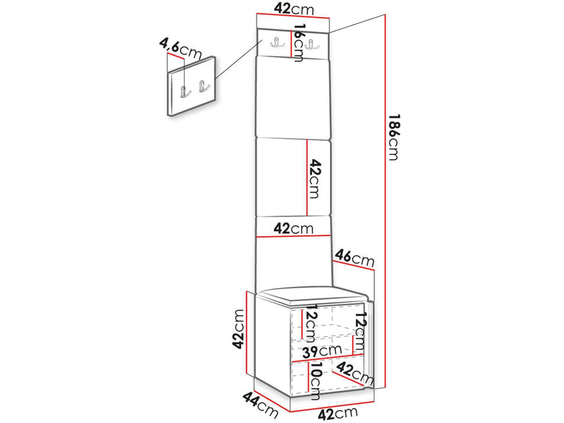 Dimenzije - Predsoblje Orion Ryfel Slim XXII