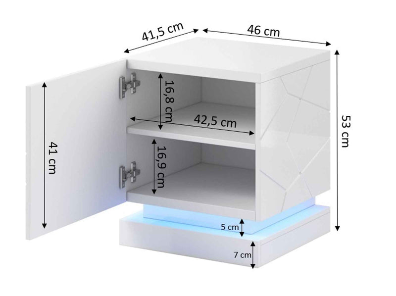 Dimenzije - Set noćnih ormarića Qiu