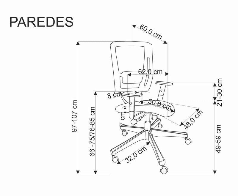 Dimenzije - Uredska stolica  Paredes