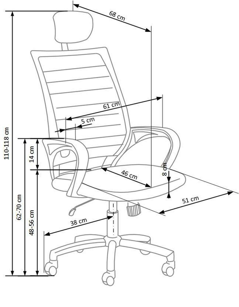 Dimenzije - Uredska stolica  Socket