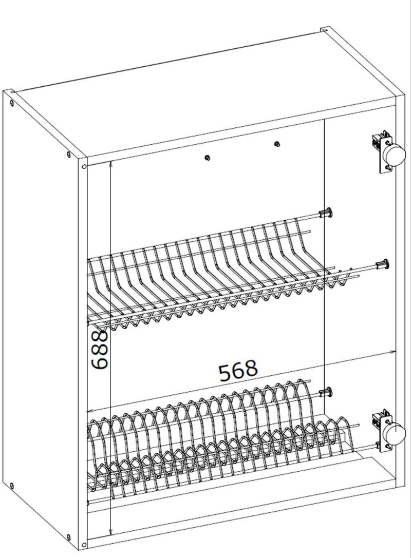 Dimenzije - Gornji element s ocjeđivačem Vento 60/72