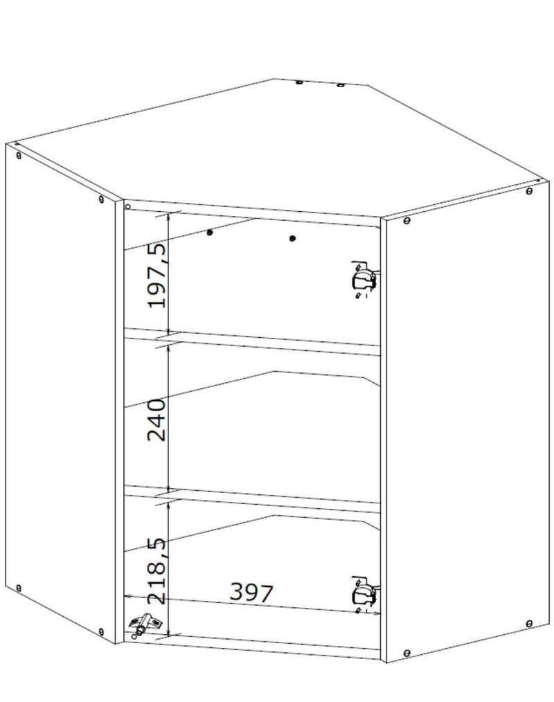 Dimenzije - Gornji kutni element Vento 60/72