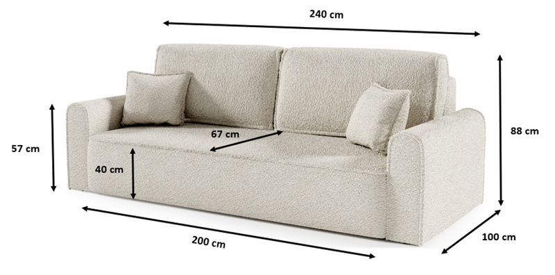 Dimenzije - Sofa Maratea