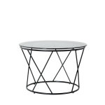 okrugli stolić cornelis 60*40 cm napravljen od stakla i metala