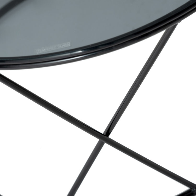 okrugli stolić cornelis 60*40 cm napravljen od stakla i metala