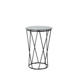 okrugli stolić cornelis 40*60 cm napravljen od stakla i metala