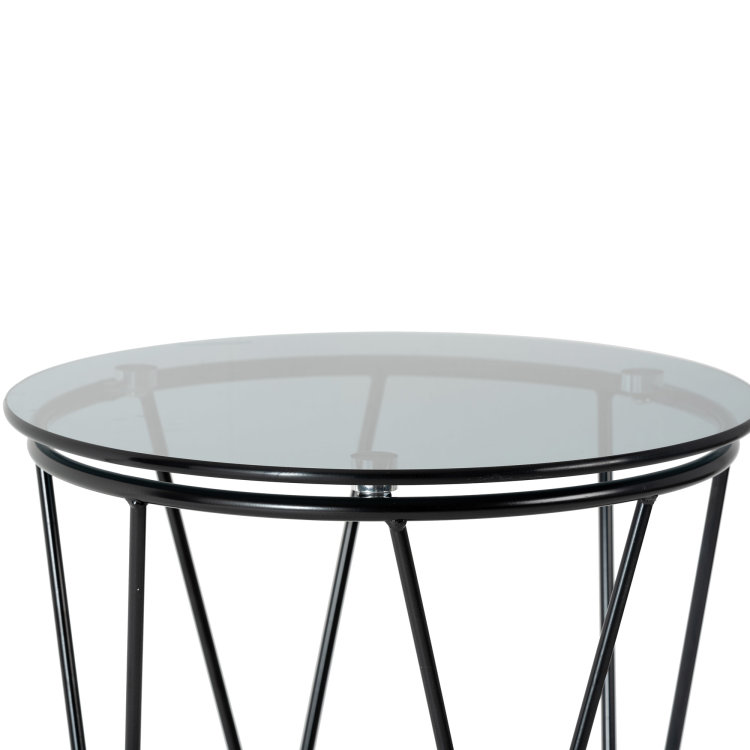 okrugli stolić cornelis 40*60 cm napravljen od stakla i metala