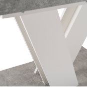 stol masiv u kombinaciji boja bijele i betona s postoljem