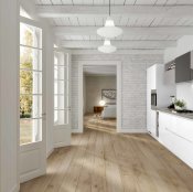 kuhinja Gloss minimalna bijela slikana s desne strane