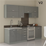 modularna kuhinja Grey V2 potpuno opremljena slikana u tamnijem prostoru