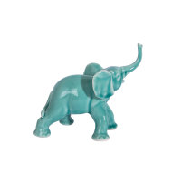 figura plavo zeleni slon u pokretu slikana s lijeve strane