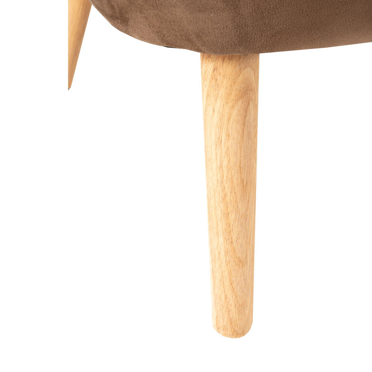 klasični smeđi dvosjed s detaljem drvene nogice