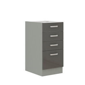 sivi donji element za modularnu kuhinju s 4 ladice širine 40 cm