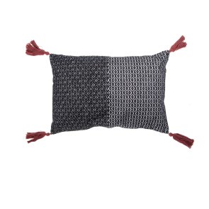 ukrasni jastuk Asa sivo crne boje s crvenim detaljima